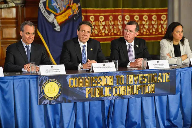 Gov. Cuomo at the 2013 creation of the Moreland Commission, which he un-created in 2014